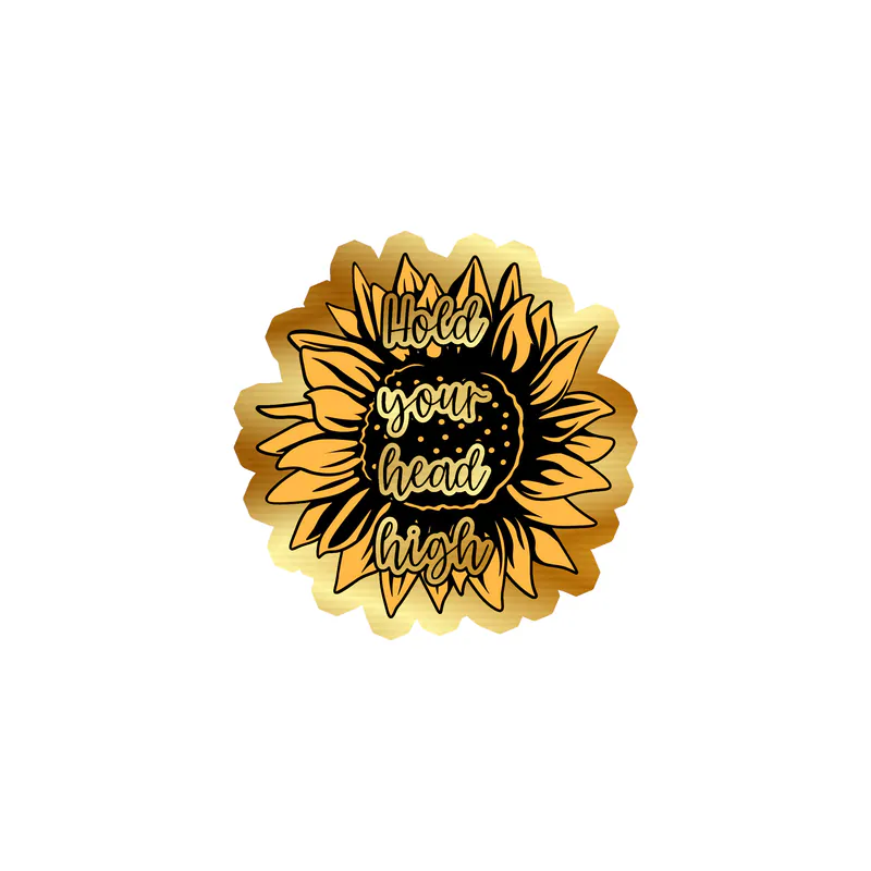 Hold Your Head High Full Color Vinyl - Gold Chrome Vinyl Sticker - Custom Size