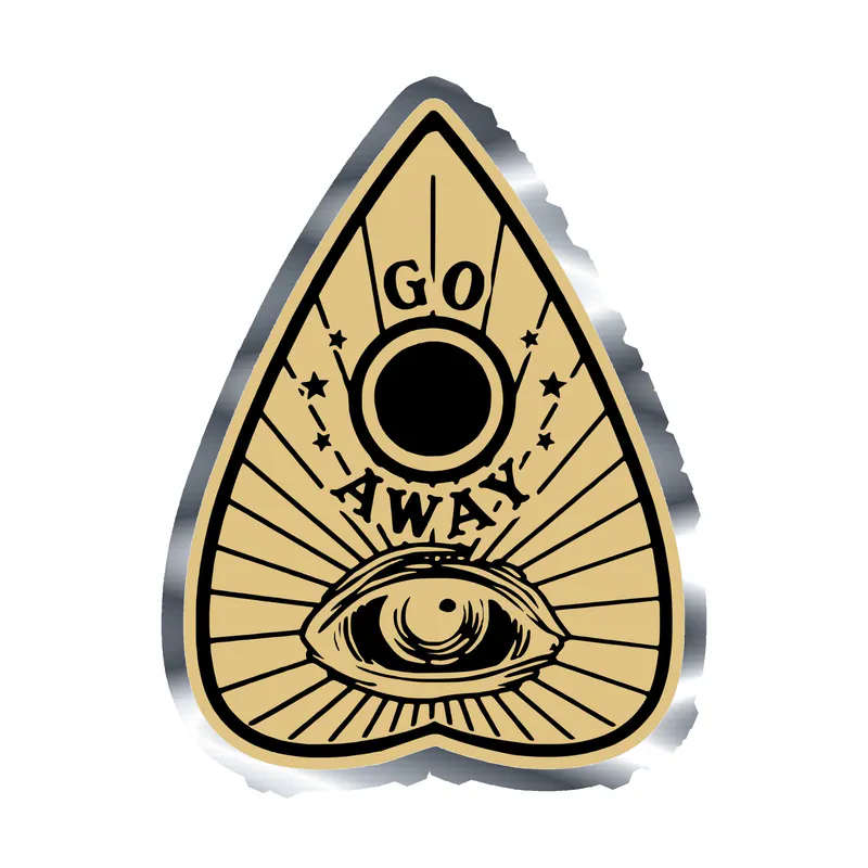 Ouija Board Planchette Silver Chrome Vinyl Decal - Custom Size