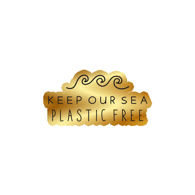 Keep Our Sea Plastic Free Gold Chrome Vinyl Decal - Custom Size