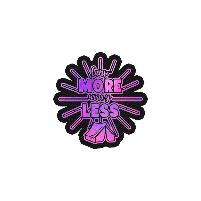 Camp More Worry Less Carbon Fiber Vinyl Decal - Custom Size