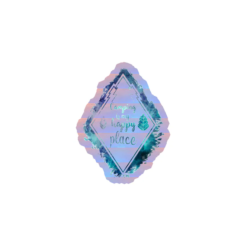 Camping Is My Happy Place Holographic Vinyl Decal - Custom Size