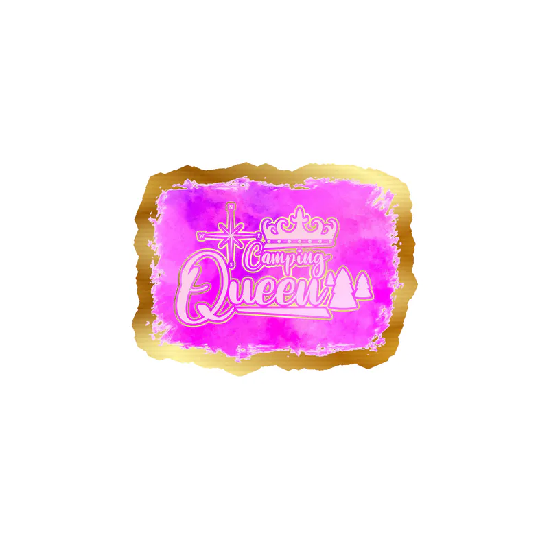 Camping Queen Gold Chrome Vinyl Decal - Custom Size