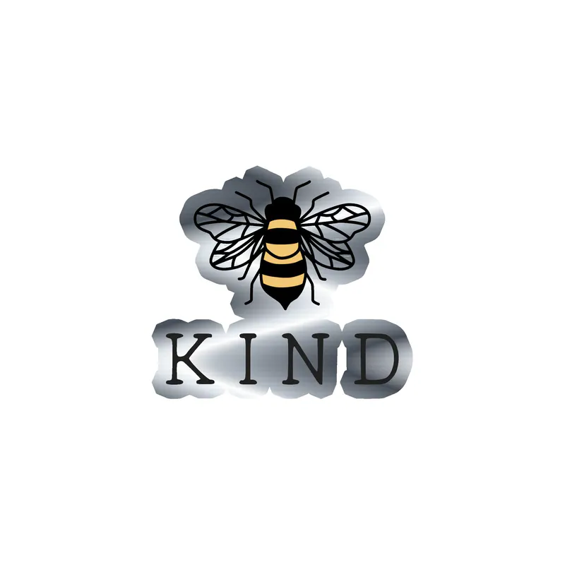 Bee Kind - Silver Chrome Vinyl Decal - Custom Size
