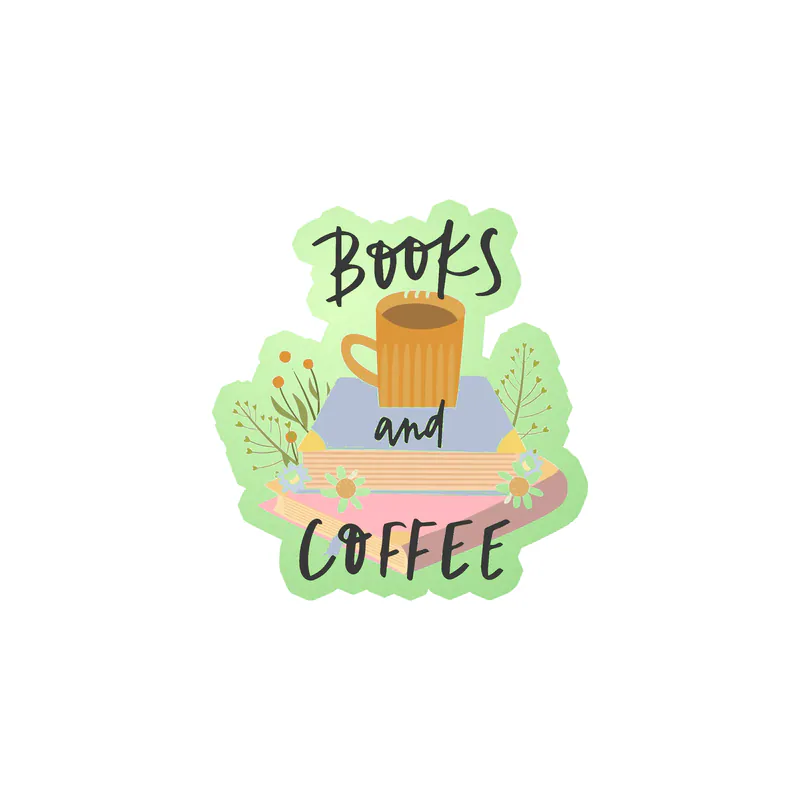 Books and Coffee - Glow in the Dark Vinyl Decal - Custom Size