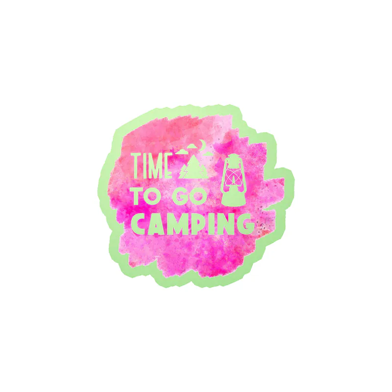 Time To Go Camping Glow in the Dark Vinyl Decal - Custom Size