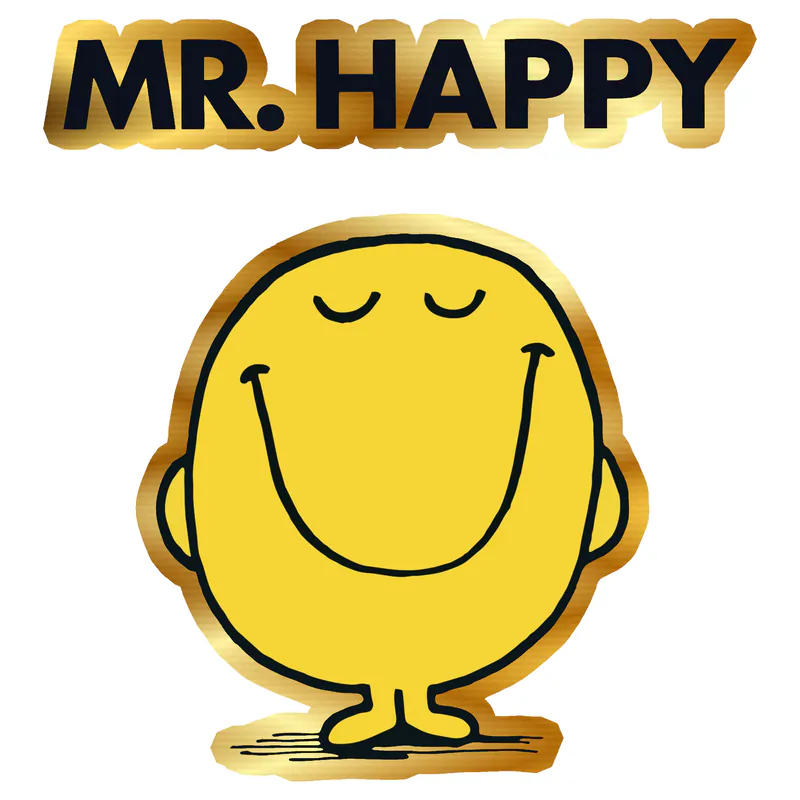 Mr. Men - Mr. Happy Gold Chrome Vinyl Decal - Custom Size
