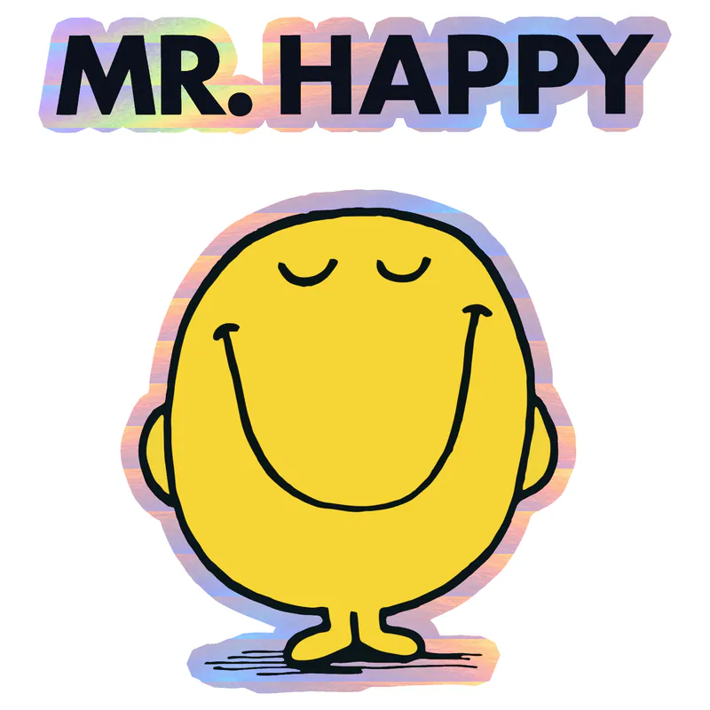 Mr. Men - Mr. Happy Holographic Vinyl Decal - Custom Size