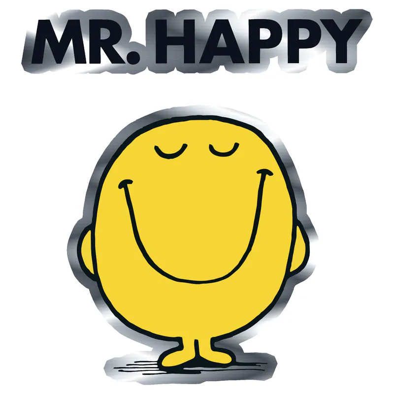 Mr. Men - Mr. Happy Silver Chrome Vinyl Decal - Custom Size