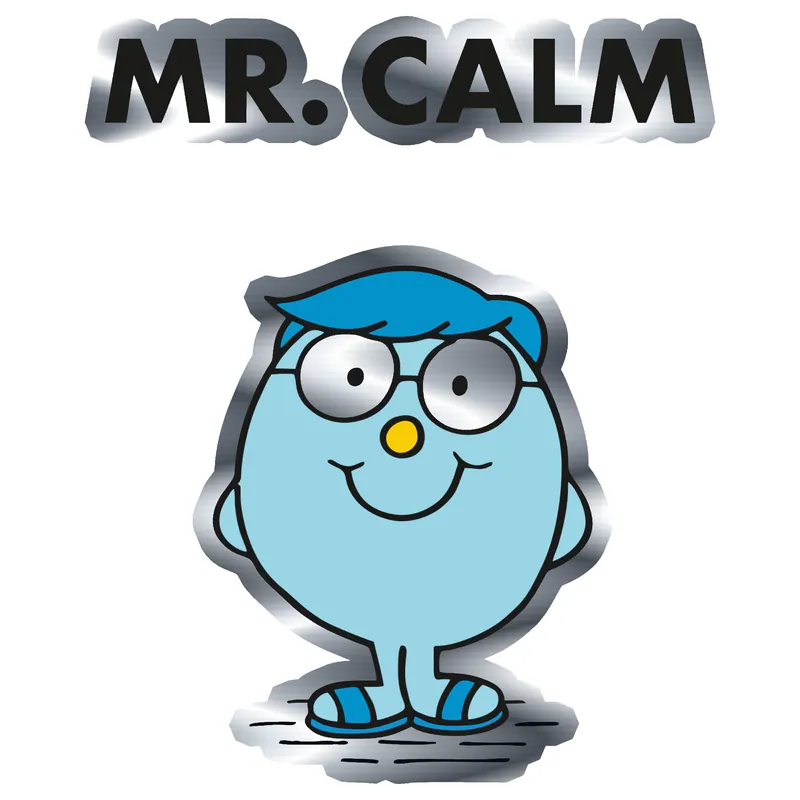 Mr. Men - Mr. Calm Silver Chrome Vinyl Decal - Custom Size