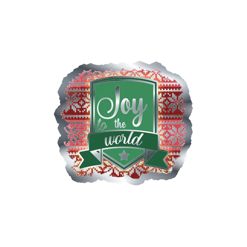 Joy To The World Silver Chrome Vinyl Sticker - Custom Size