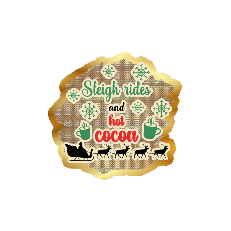 Sleigh Rides Gold Chrome Vinyl Sticker - Custom Size