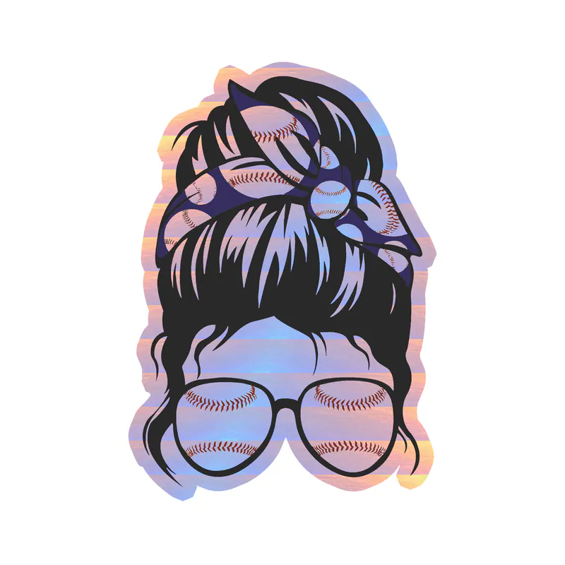 Messy Bun - Holographic Vinyl Decal - Custom Size