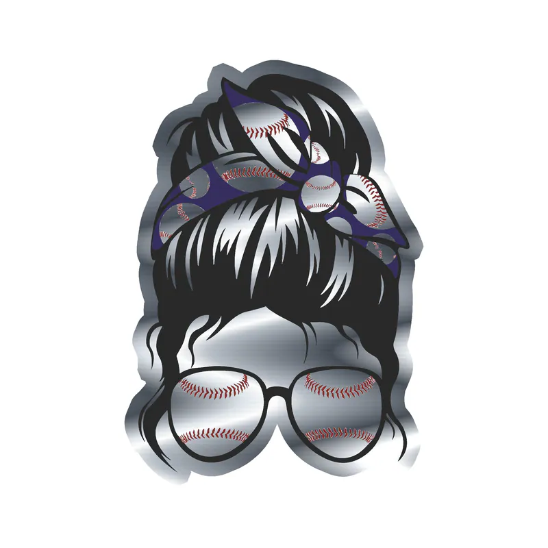 Messy Bun - Silver Chrome Vinyl Decal - Custom Size