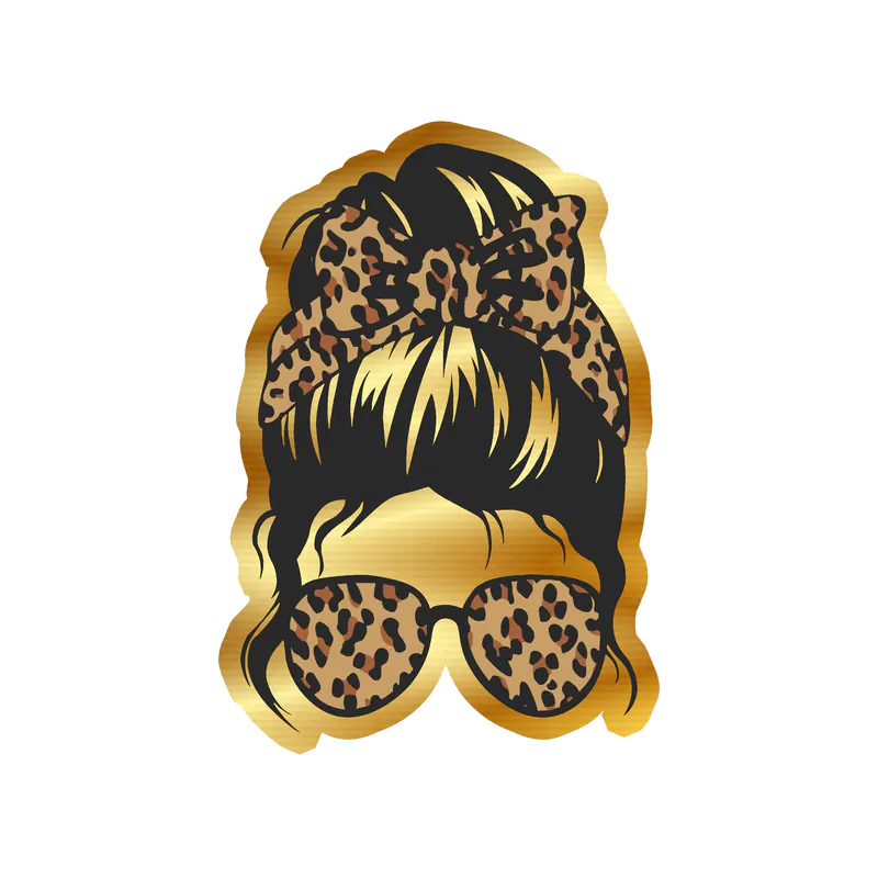 Messy Bun - Gold Chrome Vinyl Decal - Custom Size