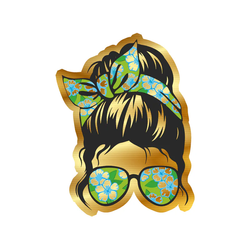 Messy Bun - Gold Chrome Vinyl Decal - Custom Size