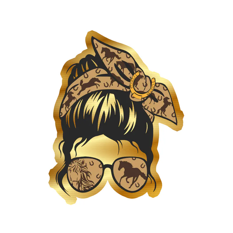 Messy Bun - Gold Chrome Vinyl Decal - Custom Size