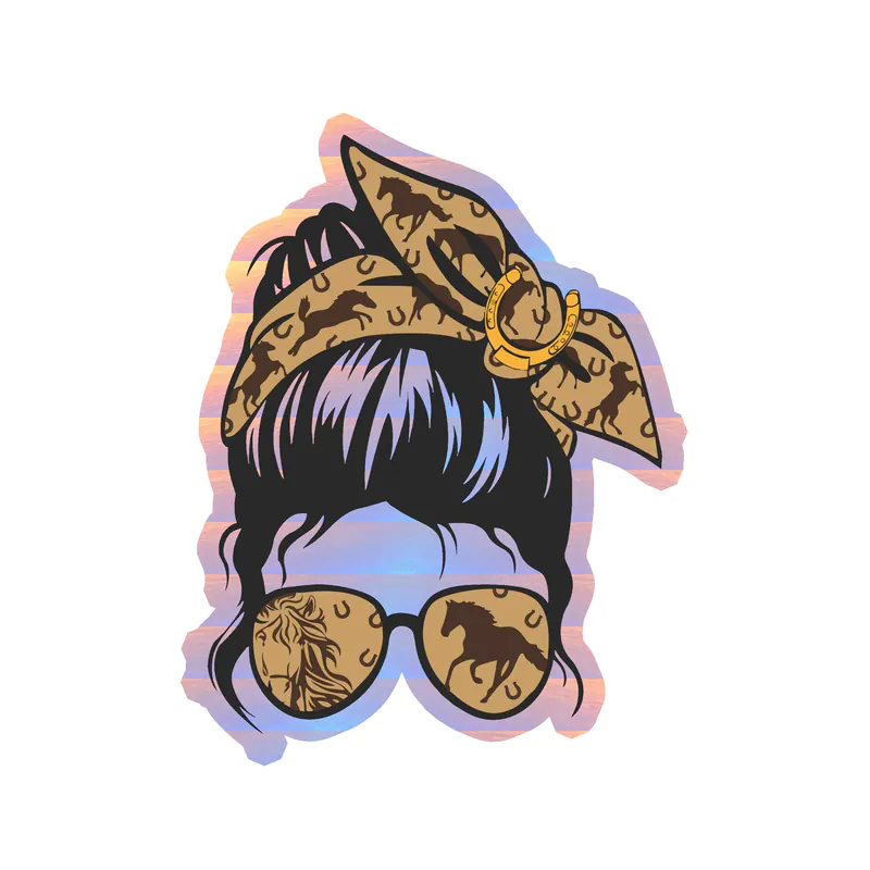 Messy Bun - Holographic Vinyl Decal - Custom Size