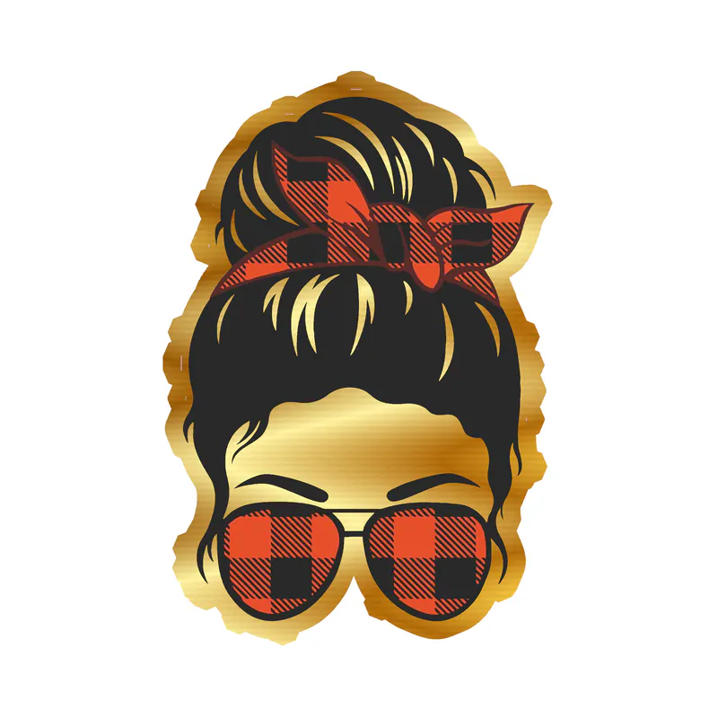 Messy Bun - Gold Chrome Vinyl Decal - Custom Size