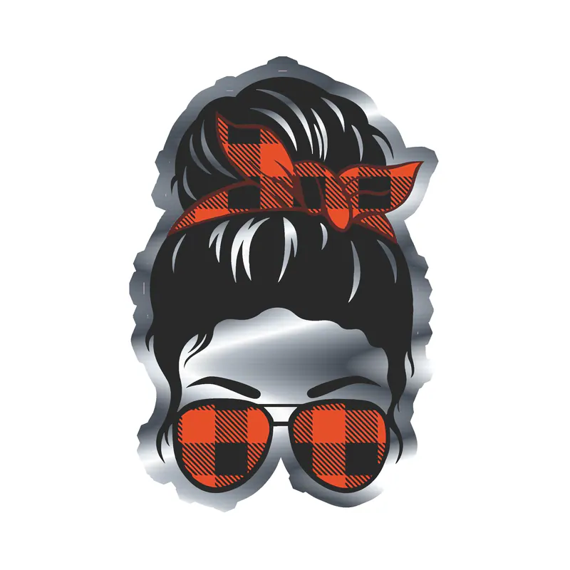 Messy Bun - Silver Chrome Vinyl Decal - Custom Size