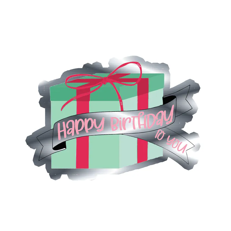 Happy Birthday To You - Silver Chrome Vinyl Decal - Custom Size