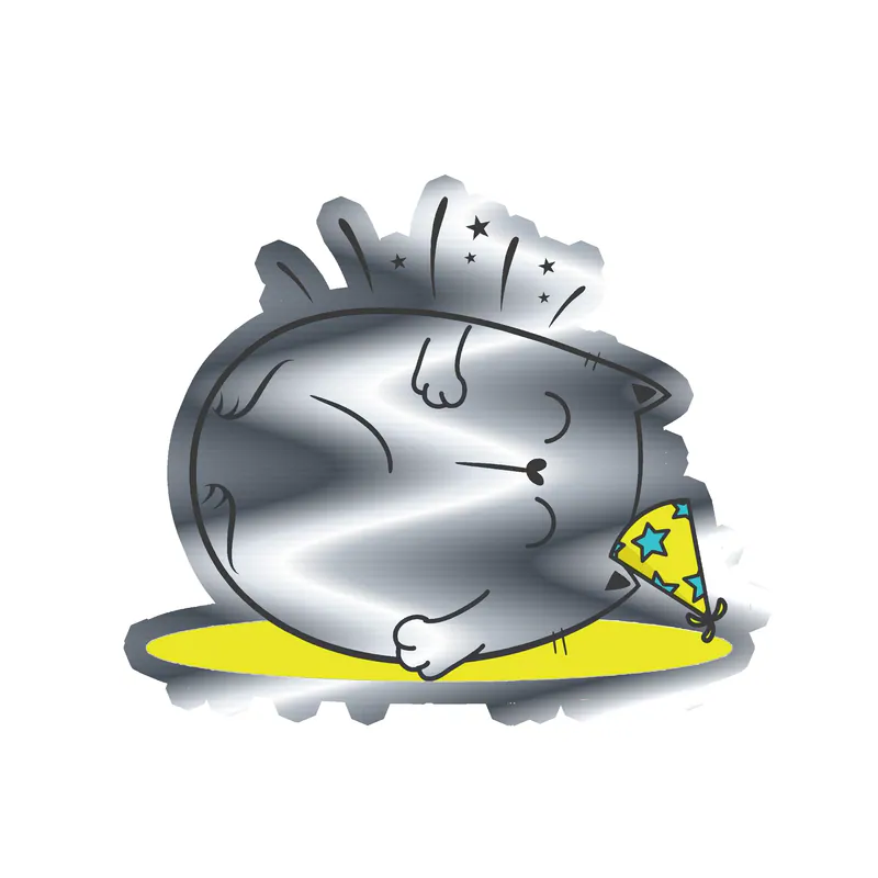 Fat Cat Birthday - Silver Chrome Vinyl Decal - Custom Size