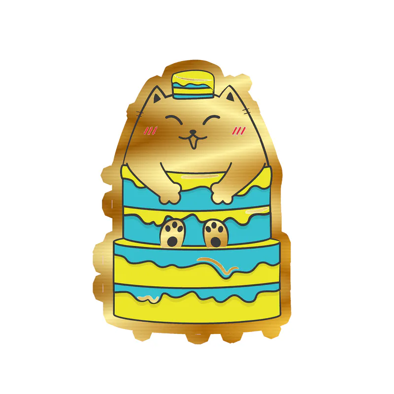 Fat Cat Birthday - Gold Chrome Vinyl Decal - Custom Size