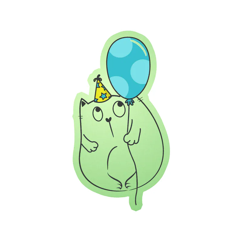 Fat Cat Birthday - Glow in the Dark Vinyl Decal - Custom Size
