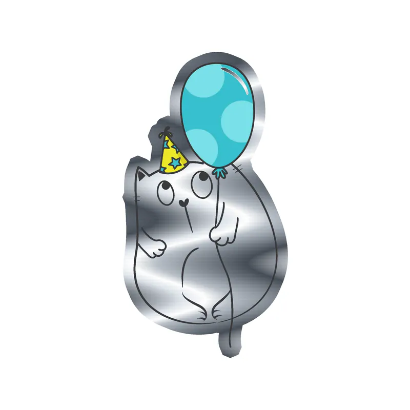 Fat Cat Birthday - Silver Chrome Vinyl Decal - Custom Size