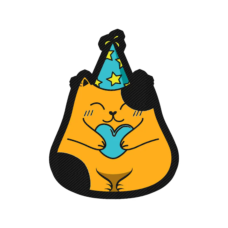 Fat Cat Birthday - Carbon Fiber Vinyl Decal - Custom Size
