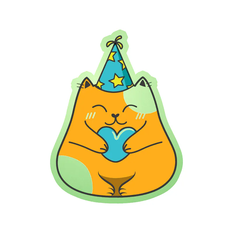 Fat Cat Birthday - Glow in the Dark Vinyl Decal - Custom Size