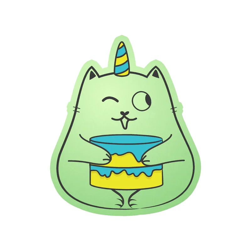 Fat Cat Birthday - Glow in the Dark Vinyl Decal - Custom Size