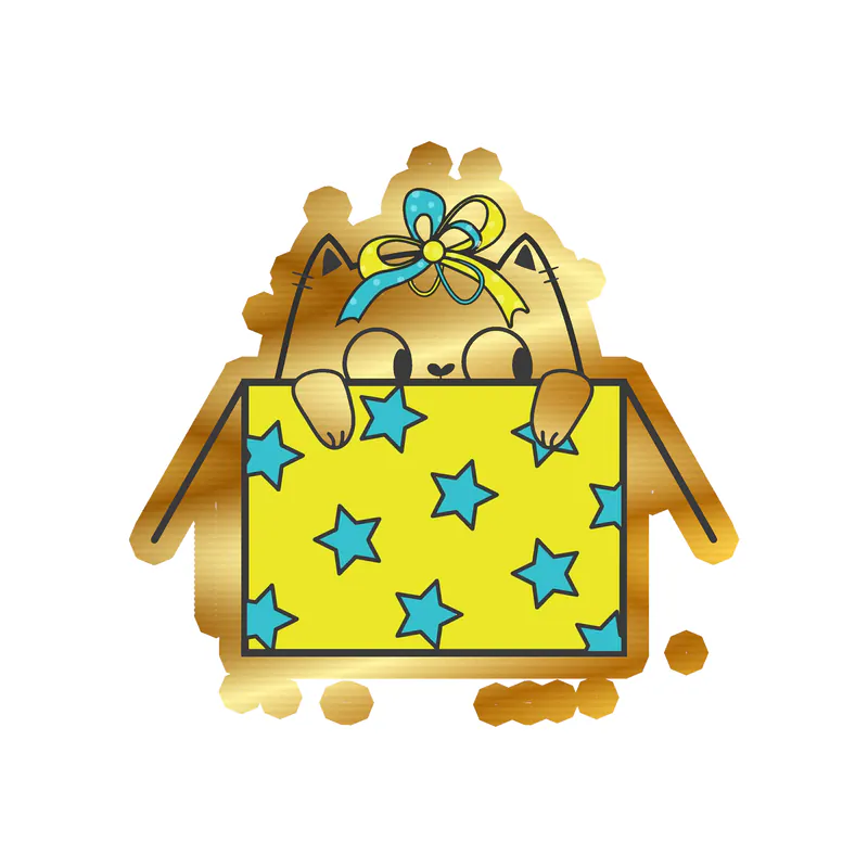 Fat Cat Birthday - Gold Chrome Vinyl Decal - Custom Size