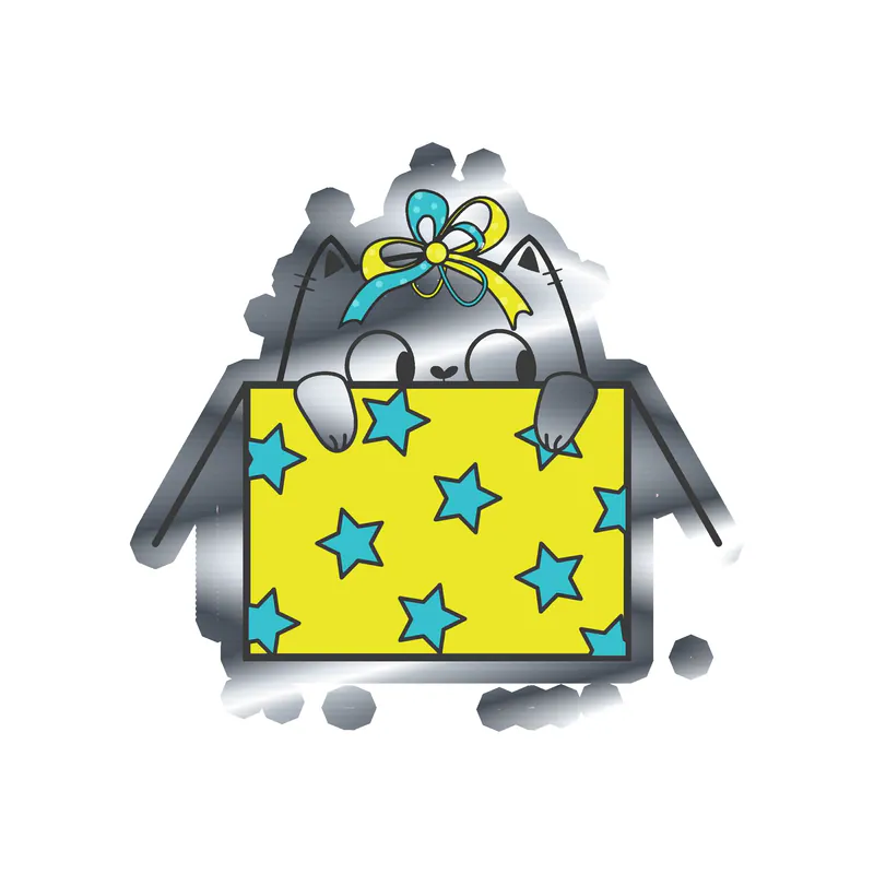 Fat Cat Birthday - Silver Chrome Vinyl Decal - Custom Size