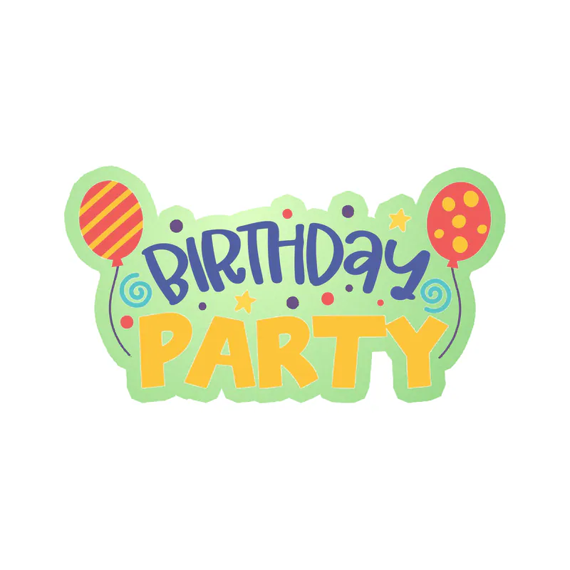 Birthday Party - Glow in the Dark Vinyl Decal - Custom Size