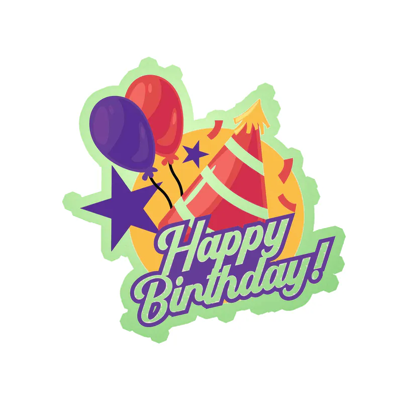 Happy Birthday! - Glow in the Dark Vinyl Decal - Custom Size