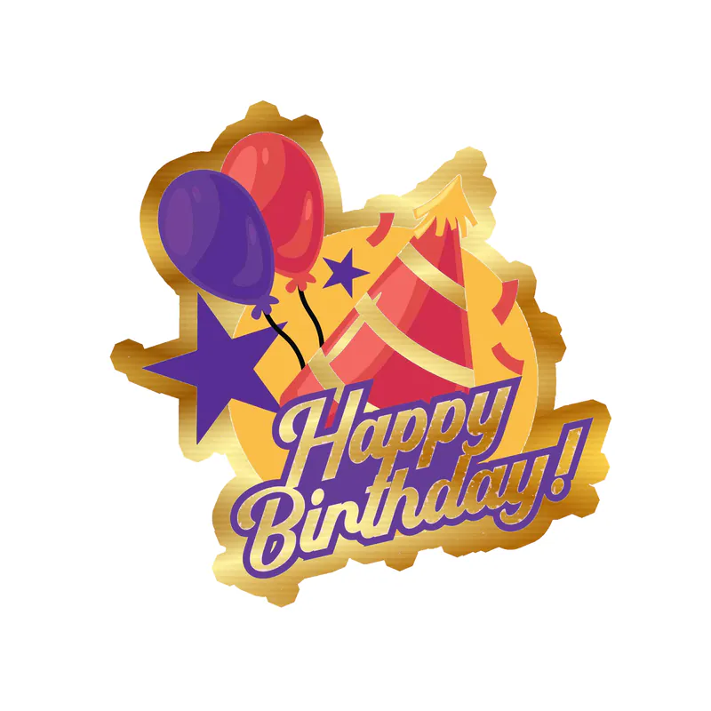 Happy Birthday! - Gold Chrome Vinyl Decal - Custom Size