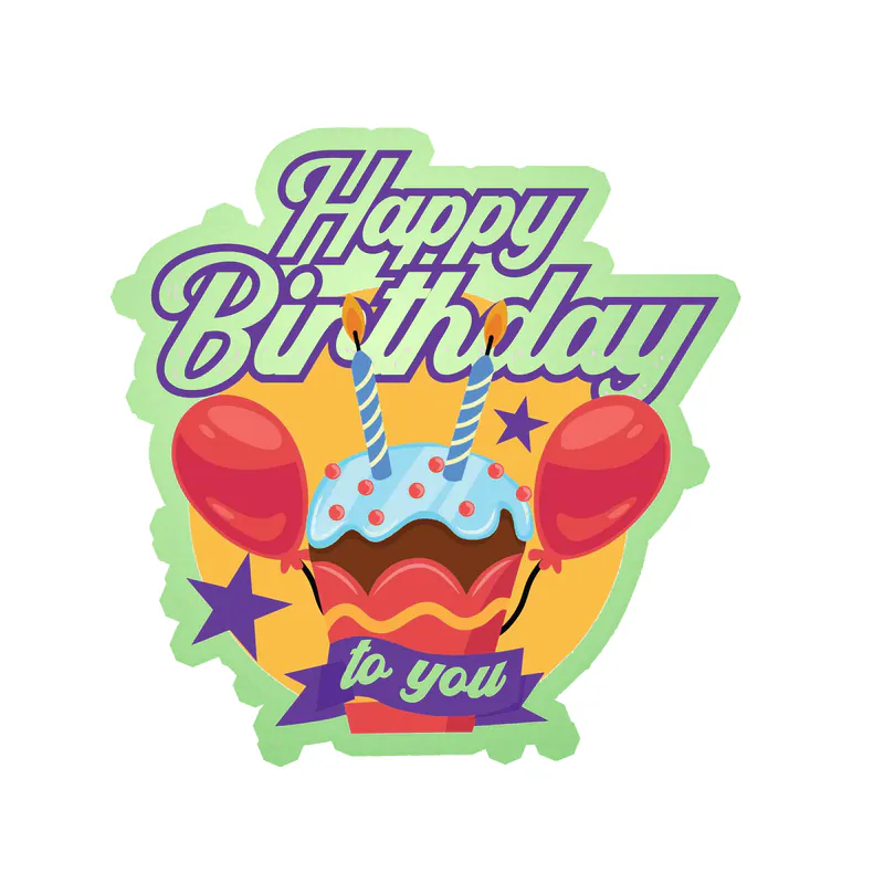 Happy Birthday - Glow in the Dark Vinyl Decal - Custom Size