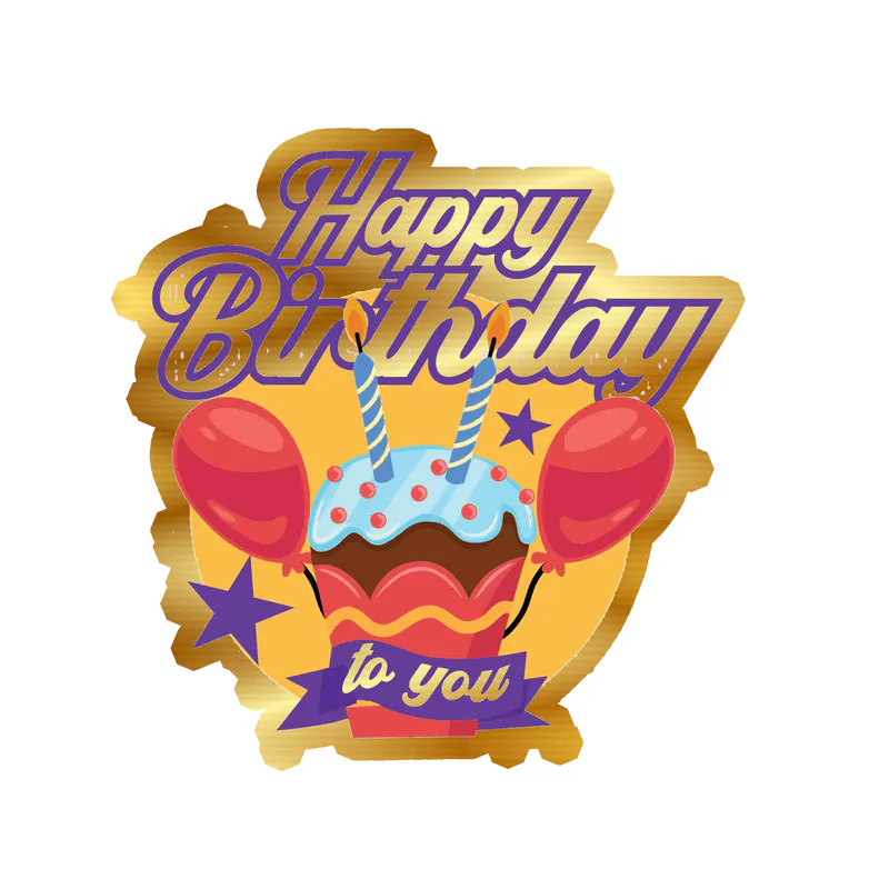 Happy Birthday - Gold Chrome Vinyl Decal - Custom Size