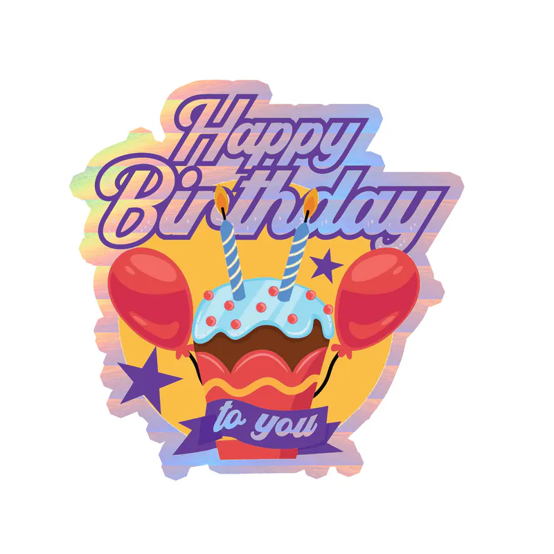 Happy Birthday - Holographic Vinyl Decal - Custom Size