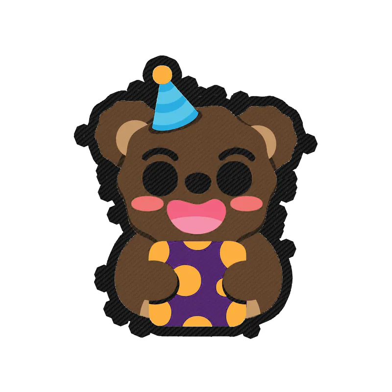 Birthday Bear - Carbon Fiber Vinyl Decal - Custom Size