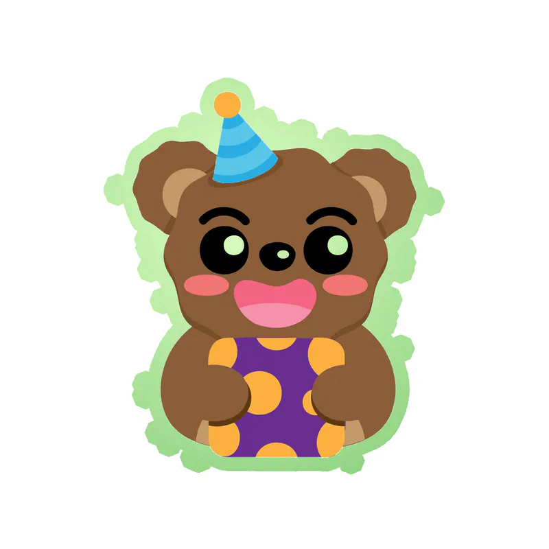 Birthday Bear - Glow in the Dark Vinyl Decal - Custom Size