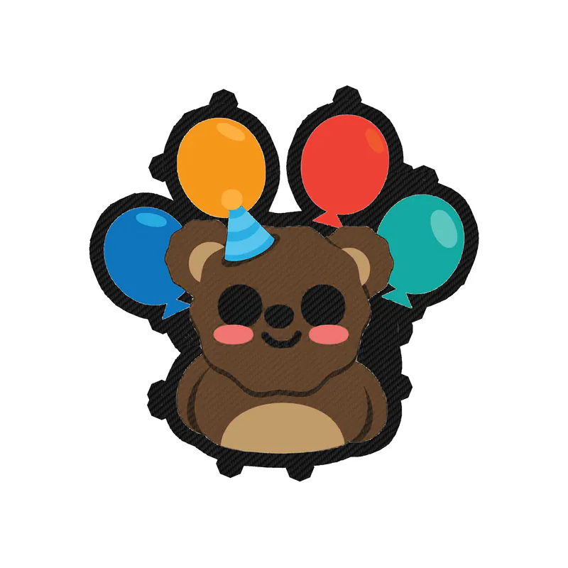 Birthday Bear - Carbon Fiber Vinyl Decal - Custom Size