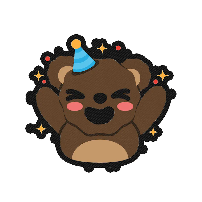 Birthday Bear - Carbon Fiber Vinyl Decal - Custom Size