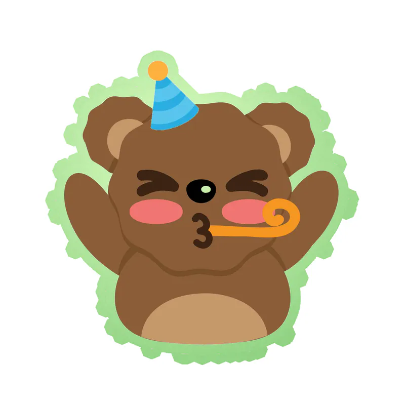 Birthday Bear - Glow in the Dark Vinyl Decal - Custom Size