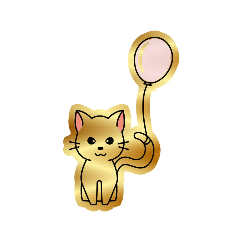 Birthday Cat - Gold Chrome Vinyl Decal - Custom Size