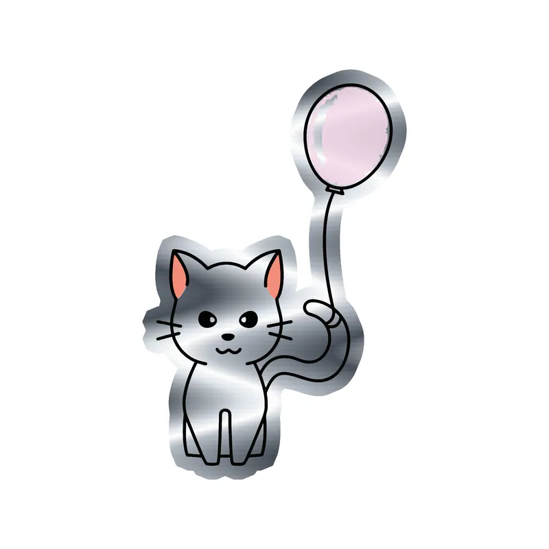 Birthday Cat - Silver Chrome Vinyl Decal - Custom Size