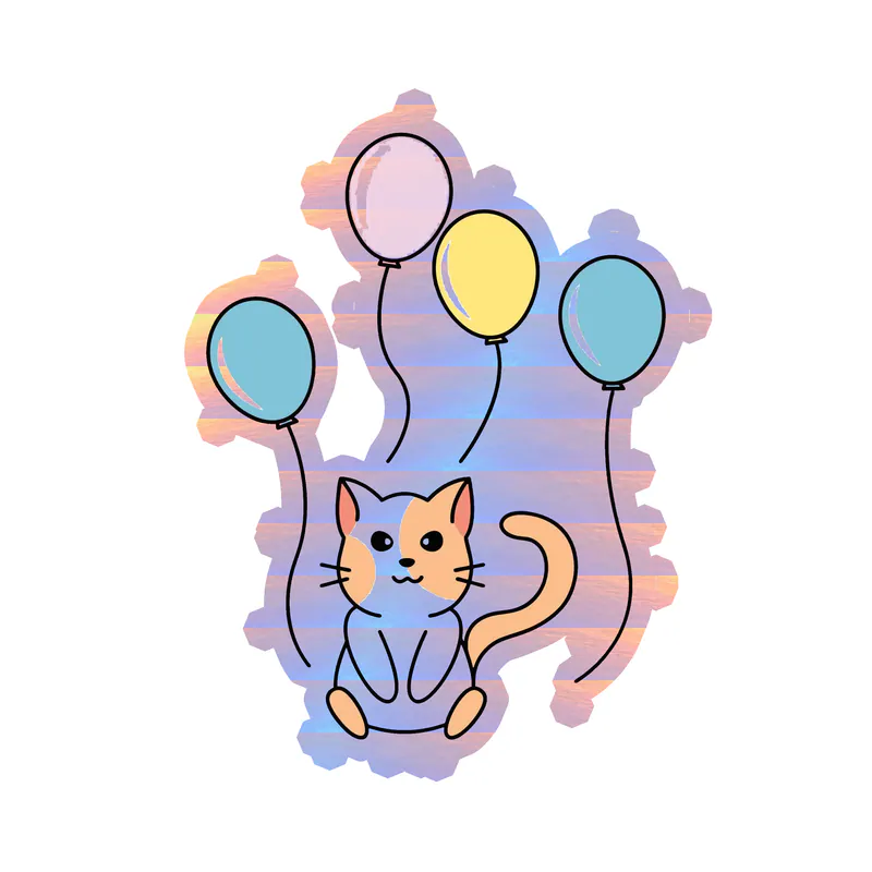 Birthday Cat - Holographic Vinyl Decal - Custom Size