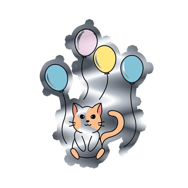 Birthday Cat - Silver Chrome Vinyl Decal - Custom Size