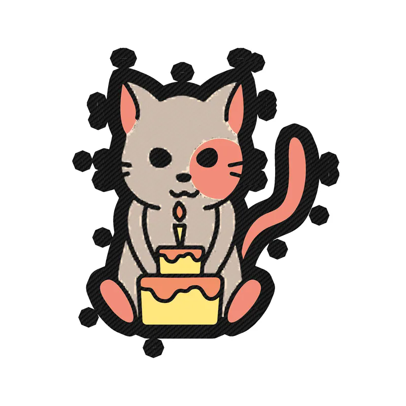 Birthday Cat - Carbon Fiber Vinyl Decal - Custom Size