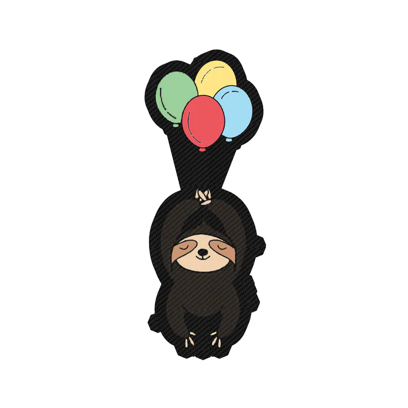 Birthday Sloth - Carbon Fiber Vinyl Decal - Custom Size